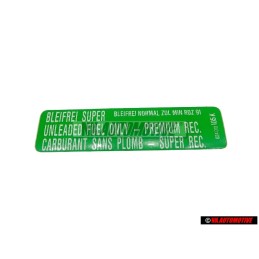 Γνήσιο VW Πινακίδα Min. Roz. 91 Unleaded Fuel - 034010018N